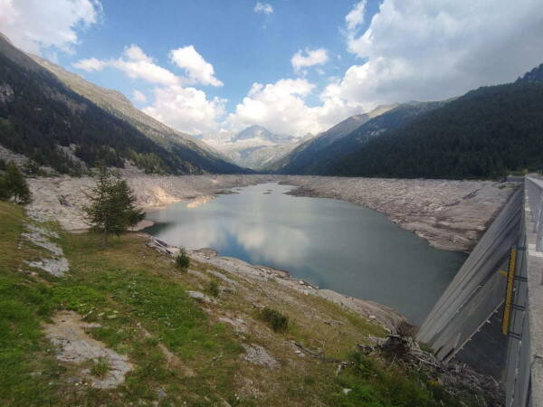 Immagine: La diga di Malga Bissina a luglio 2022